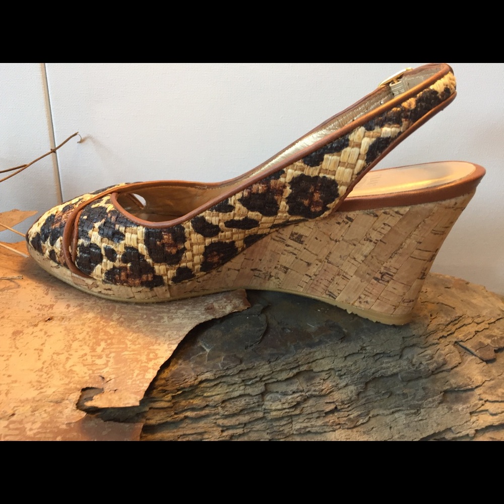 Stuart Weitzman Animal Print Wedge Sandals 7.5 - Picture 6 of 11